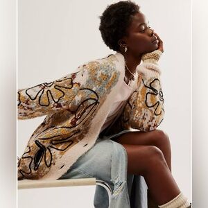🆕 New with tags Free People Alexis Floral Cardigan Sandstone